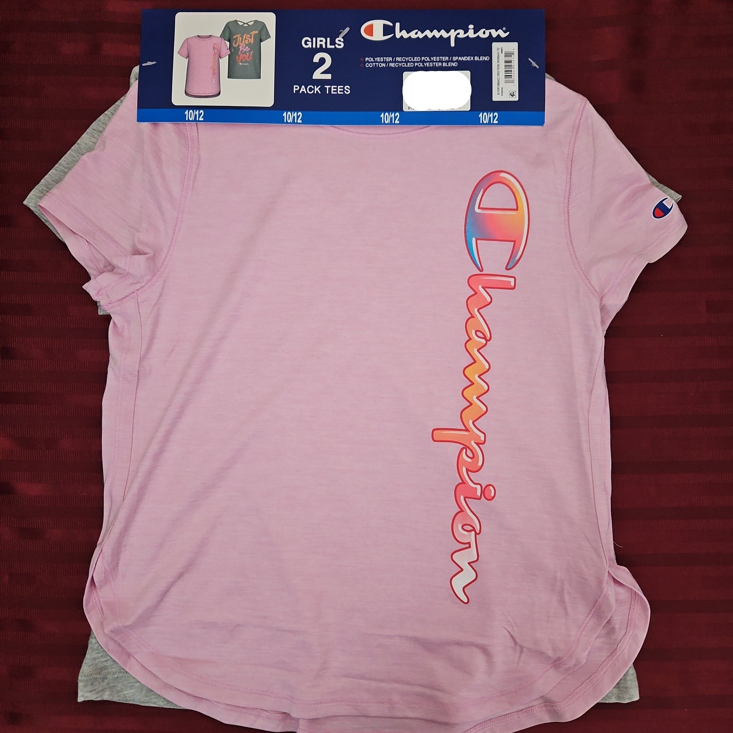 Set de 2 playeras para niña (rosa y gris) talla 10/12 - Champion (Nuevo)