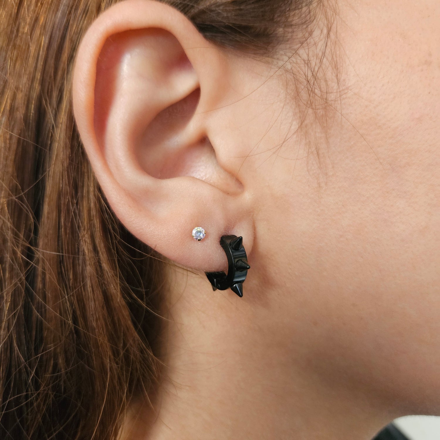 Aretes de aro de acero inoxidable sin perforación
