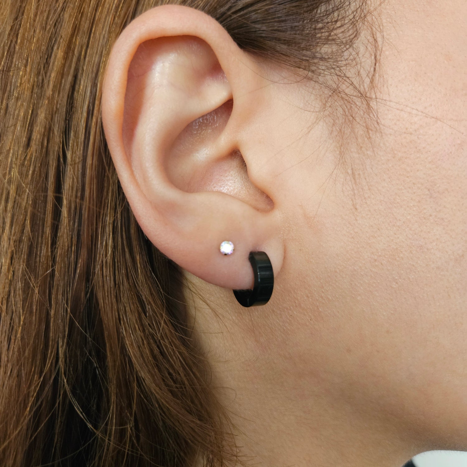 Aretes de aro de acero inoxidable sin perforación
