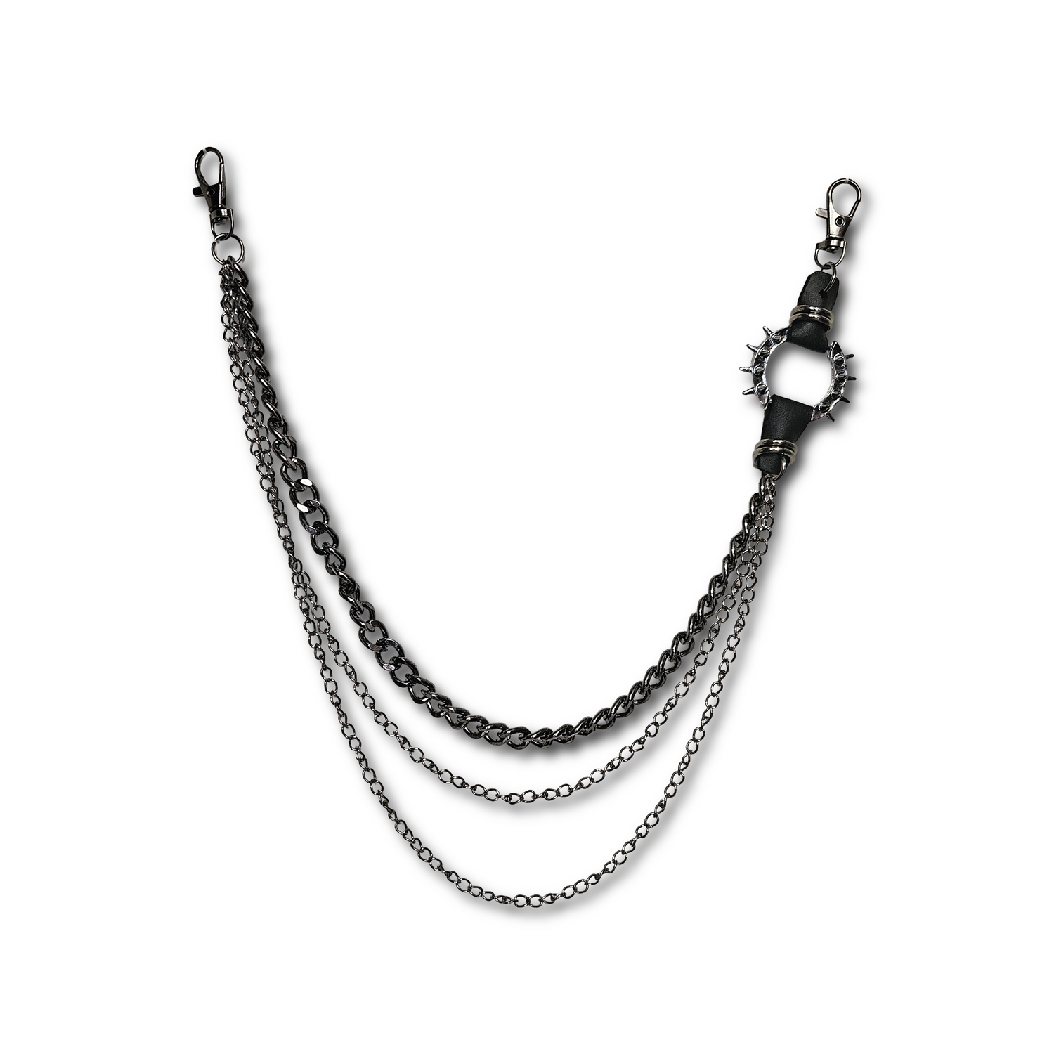 Cadena rockera para pantalón con cuero sintético