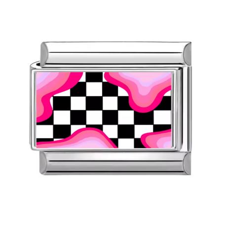 Charm bandera de cuadros para pulsera italiana 9mm