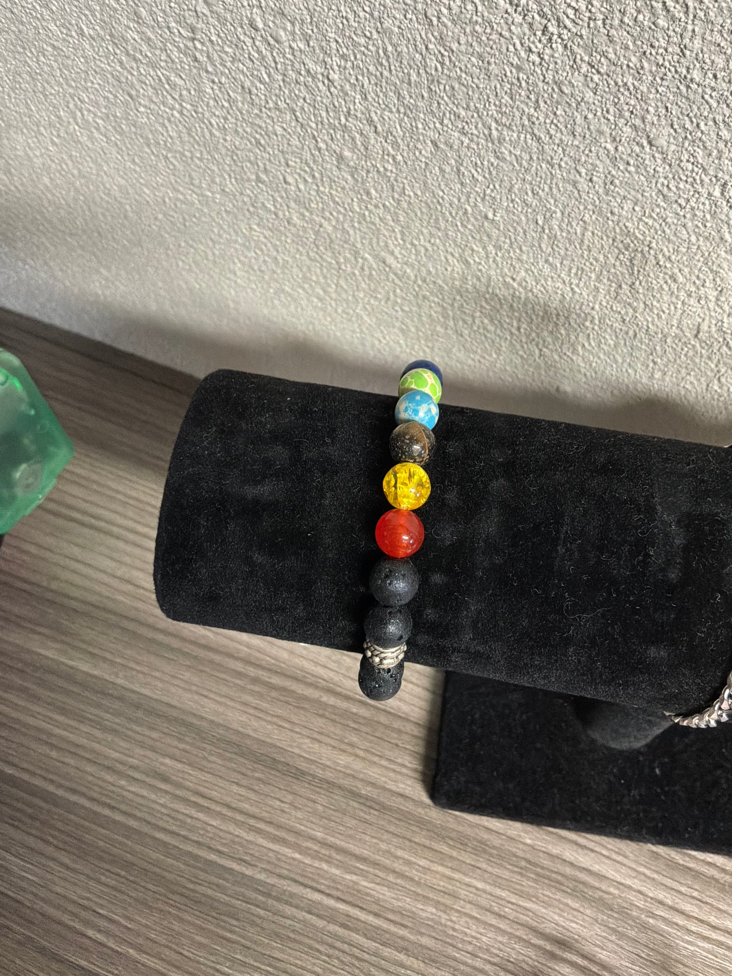 Adjustable faux leather bracelet with rivets