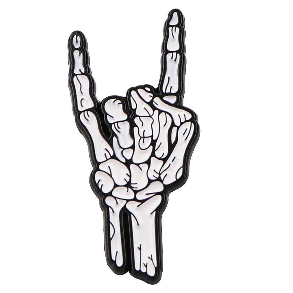 Pin de mano esmaltado de esqueleto 🤘