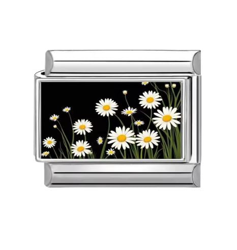 Charm flores margaritas para pulsera italiana 9mm